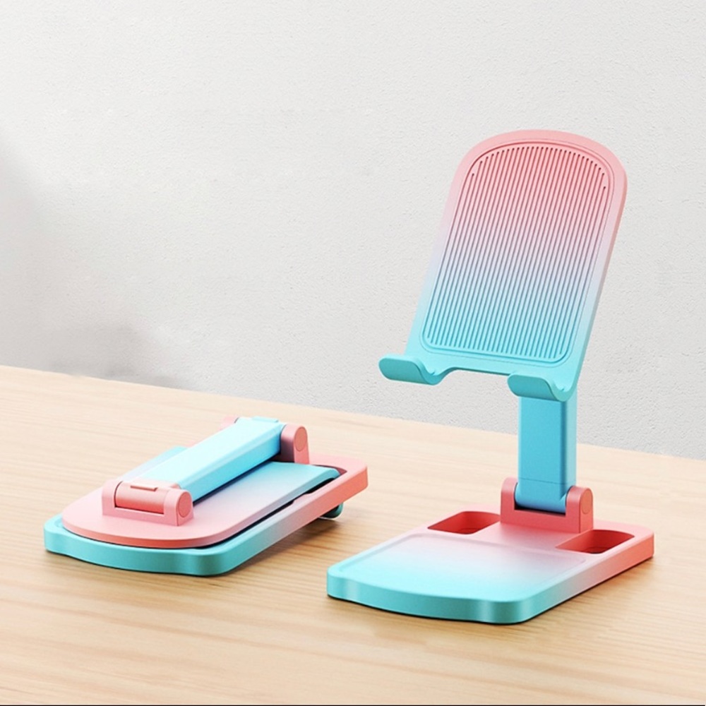 Foldable Phone / Tablet Stand • Portable for Car / Home • Pink & Blue Ombré